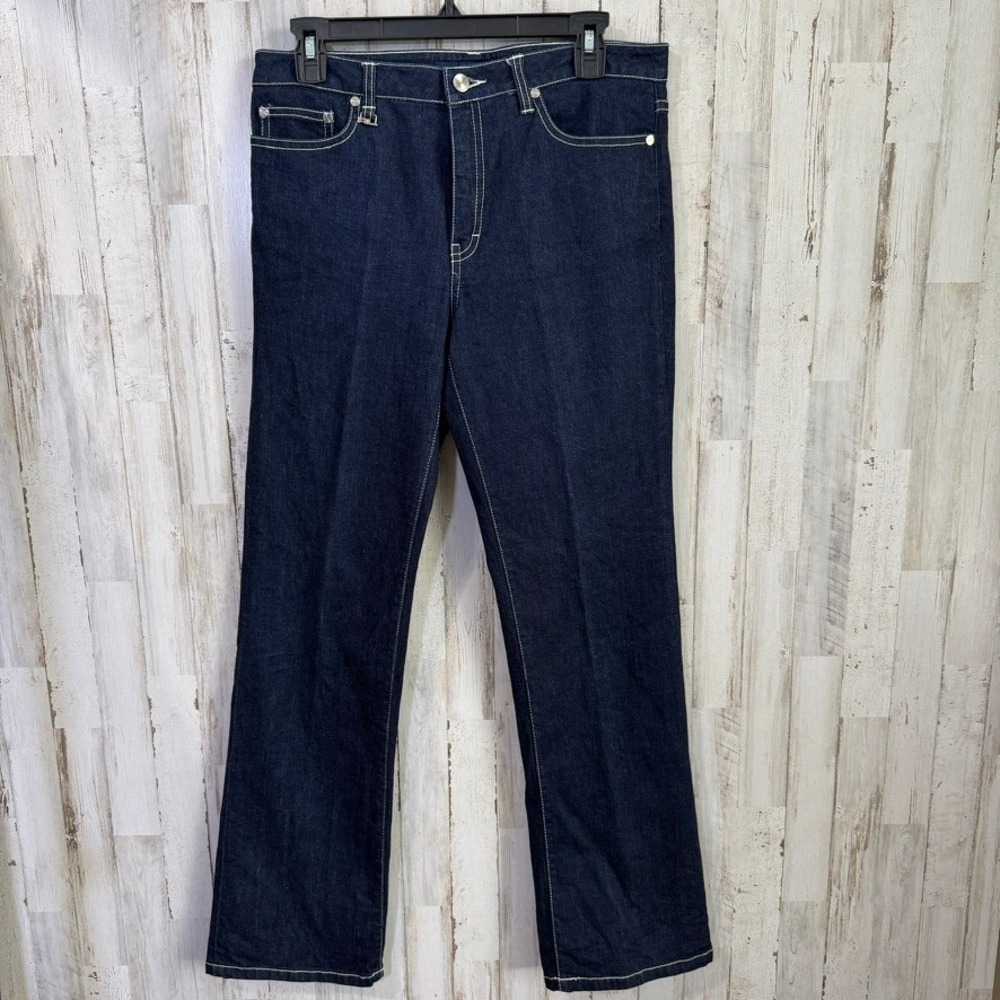 VTG 90 Y2K Ralph Lauren Jean Women 8 Dark Wash Classic Fit Straight White Stitch